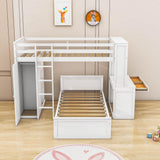 L-Shaped Twin Over Twin Bunk Beds with Desk and Storage - [Wooden, Drawers, Wardrobe]