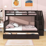 Twin Over Full Bunk Beds with Stairs and Storage Drawers, Shelves - [Convertible]