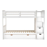 Twin Over Twin/Full Convertible Bunk Beds with Stairs and Storage - [Drawers, Shelves, Cabinet]