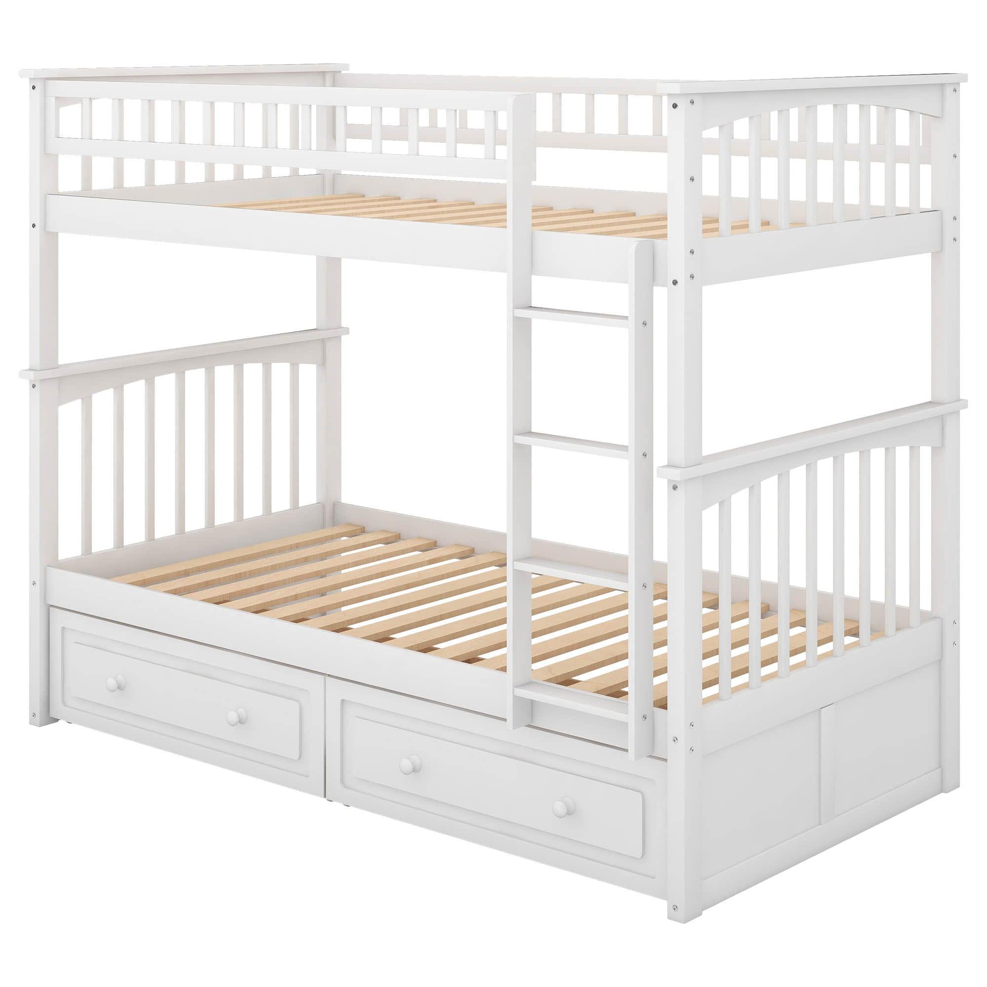 Convertible Twin Over Twin Bunk Beds with Storage Drawers - [Wooden]