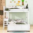 L-Shaped Twin Over Full Bunk Beds with Desk and Storage Drawers Wooden