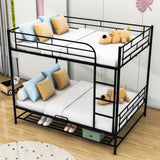 Metal Full Over Full Convertible Bunk Beds for Adults with Storage Shelves