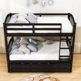 Twin Over Twin Convertible Bunk Beds with Trundle and Storage - [Wooden]