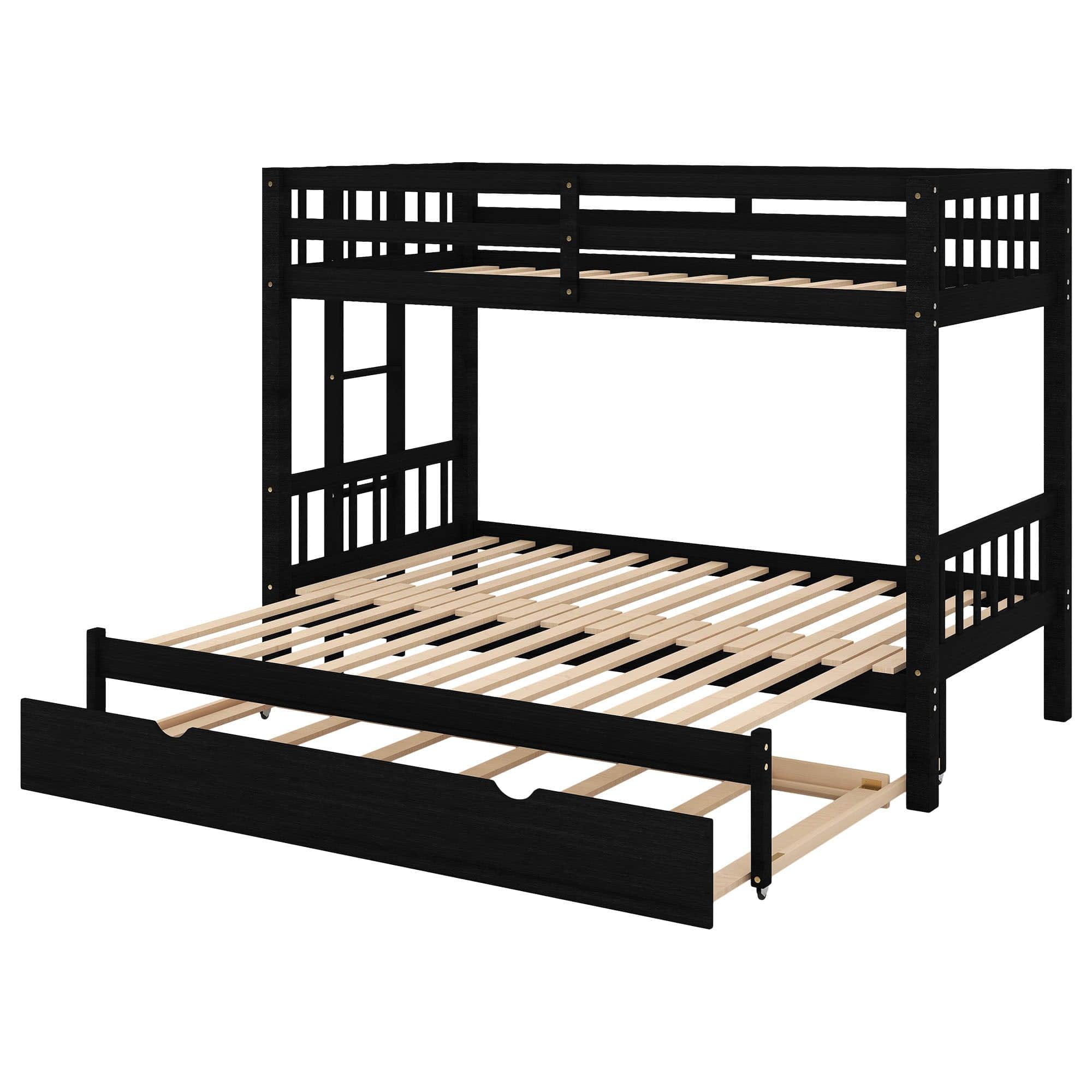 Extendable Twin Over Twin to King Bunk Beds with Trundle - [Wooden, Convertible]