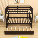 Convertible Full Over Full Bunk Beds with Trundle for Kids, Teens - [Wooden]