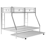 Metal Twin Over Full Bunk Beds with Trundle for Kids Adults - Two Ladders