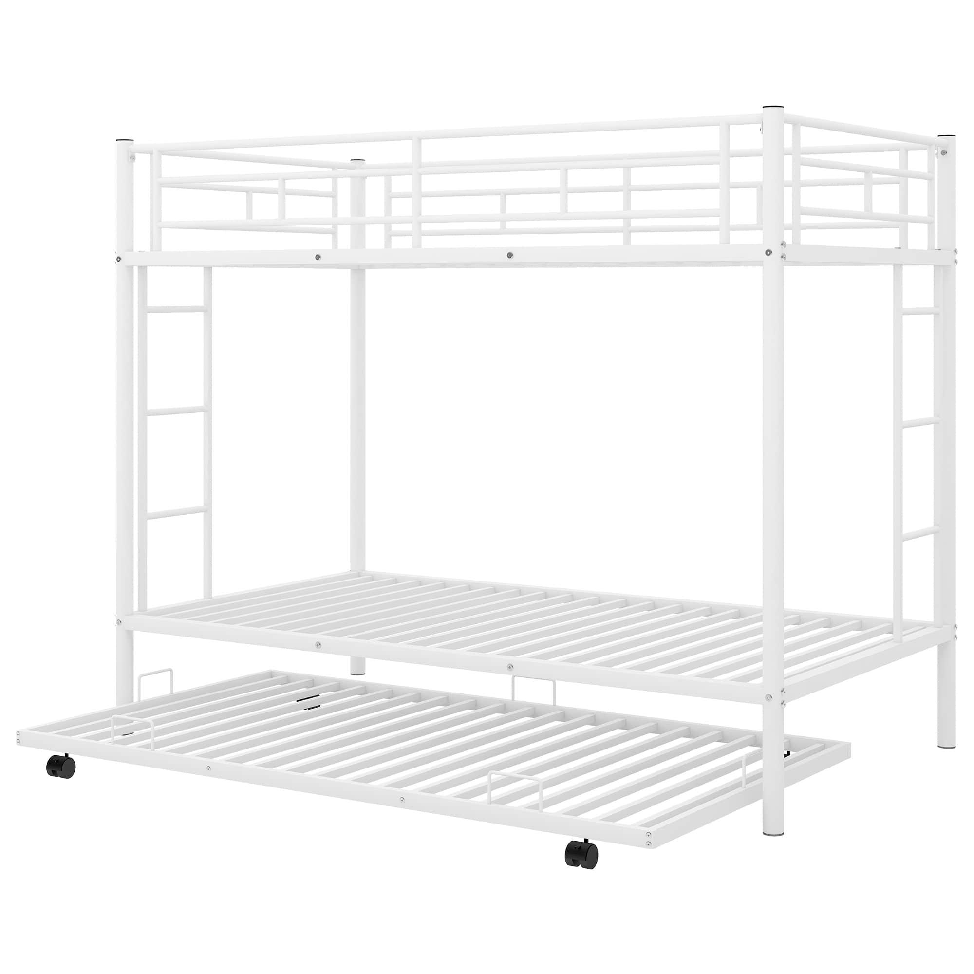 Heavy-Duty Metal Twin Over Twin Bunk Beds with Twin Trundle