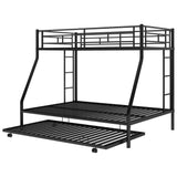 Metal Twin Over Full Bunk Beds with Trundle for Kids Adults - Two Ladders