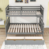 Modern Convertible Twin Over Full Bunk Bed with Storage Drawers - [Wood]