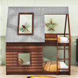 Rustic Low Twin Over Twin FarmHouse Bunk Beds for Kids, Toddler - [Floor]