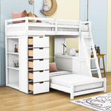 Smart Twin Over Twin Bunk Beds with Desk and Storage Chest, Drawers