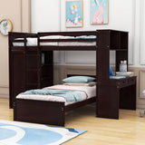 L-Shaped Twin Over Twin Bunk Beds with Desk and Storage - [Wooden, Drawers, Wardrobe]