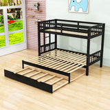 Extendable Twin Over Twin to King Bunk Beds with Trundle - [Wooden, Convertible]