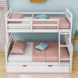 Modern Twin Over Full Bunk Beds with Trundle for Kids, Adults - [Wooden, Convertible]