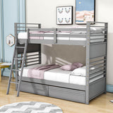 Convertible Twin Over Twin Wooden Bunk Beds with Storage Drawers