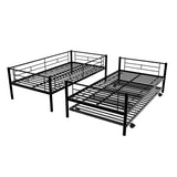 Metal Twin Over Twin Bunk Bed with Trundle - [Convertible, Noise Reduced]