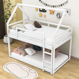 Montessori Wood House Twin over Twin Loft Bunk Bed for Kids, Toddler - [Low]