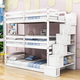 Twin 3 Tier Triple Bunk Beds for Kids with Stairs - [Separable, Floor]