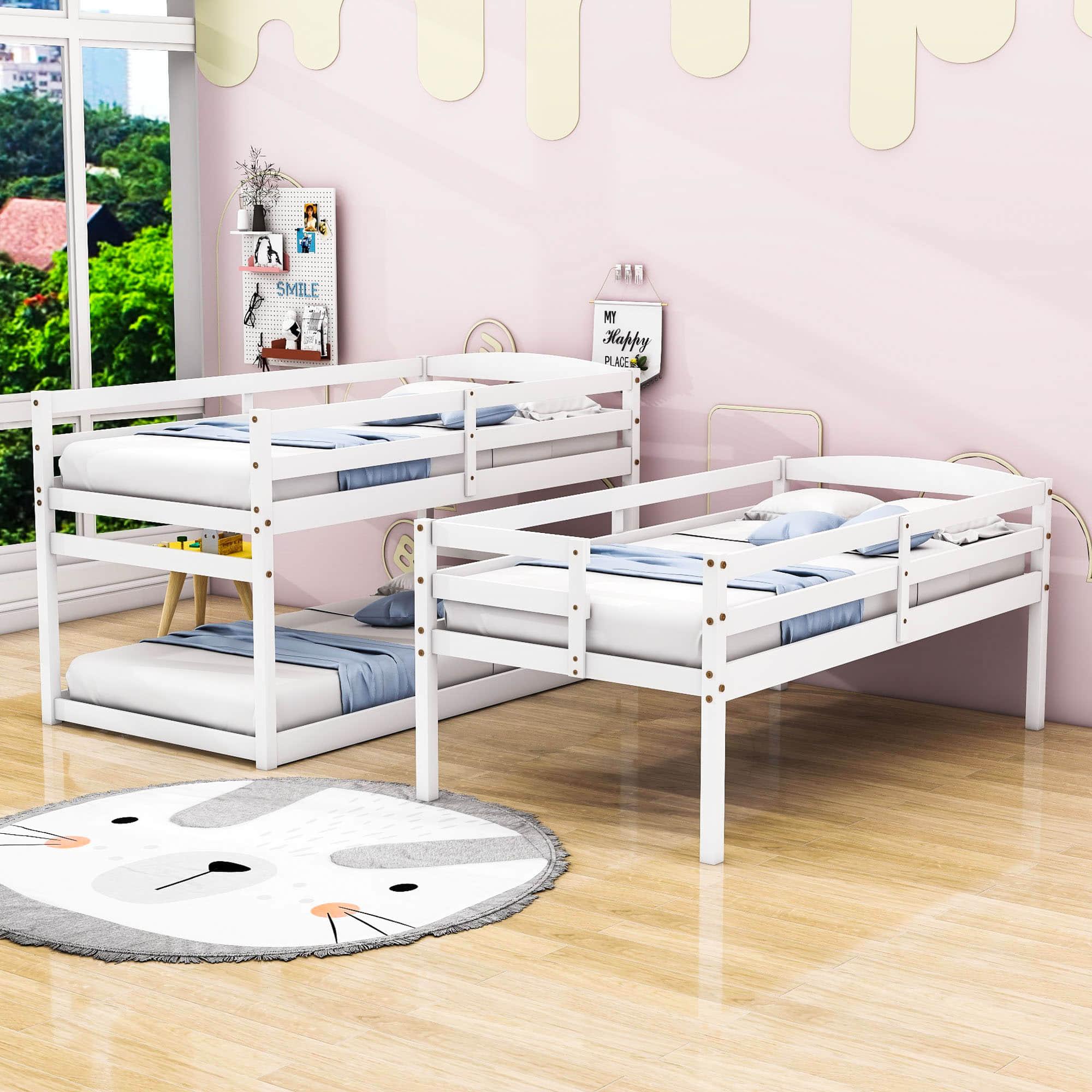 Twin 3 Tier Triple Bunk Beds for Kids with Stairs - [Separable, Floor]