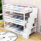 Twin 3 Tier Triple Bunk Beds for Kids with Stairs - [Separable, Floor]