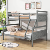 Wooden Twin Over Full Convertible Bunk Bed for Kids, Adults