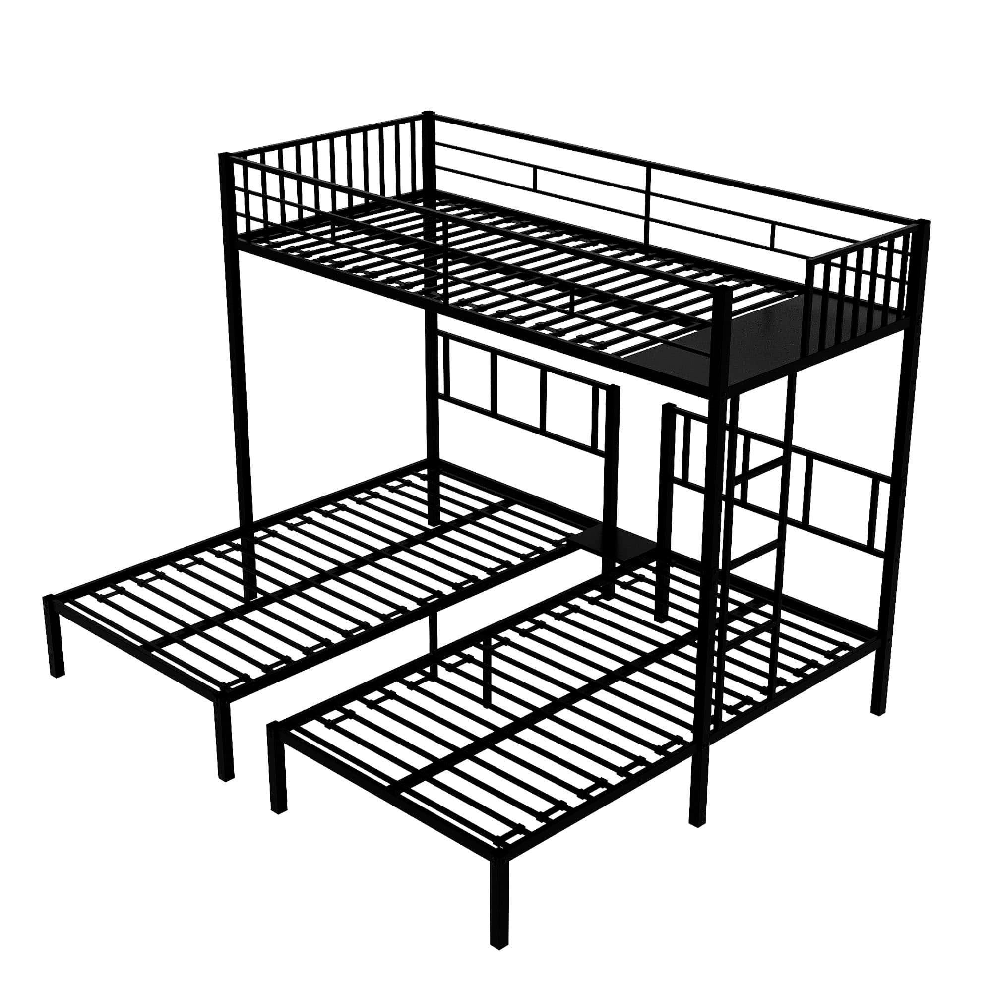 Metal Triple Twin over Twin & Twin Bunk Bed with Table - [Separable]