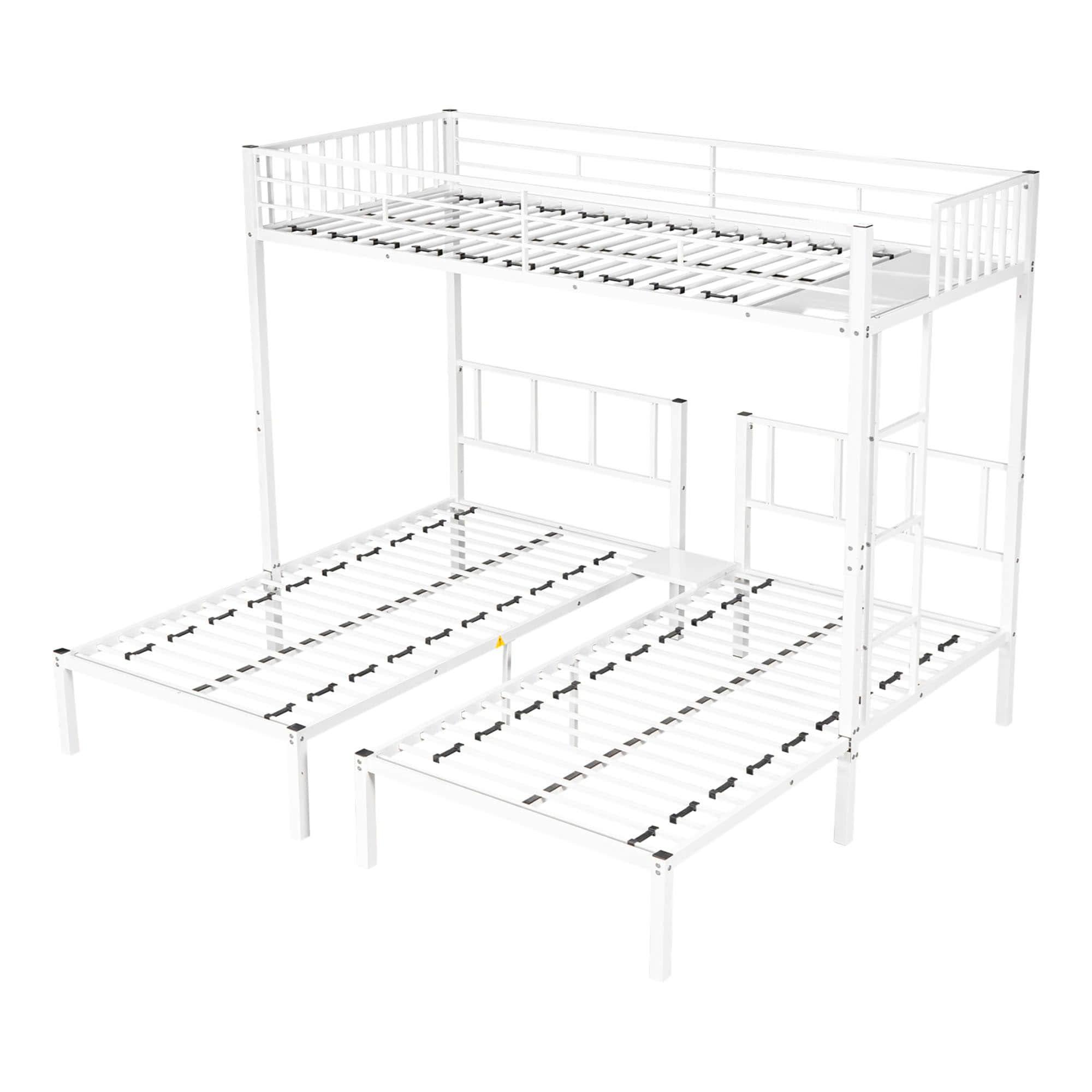 Metal Triple Twin over Twin & Twin Bunk Bed with Table - [Separable]