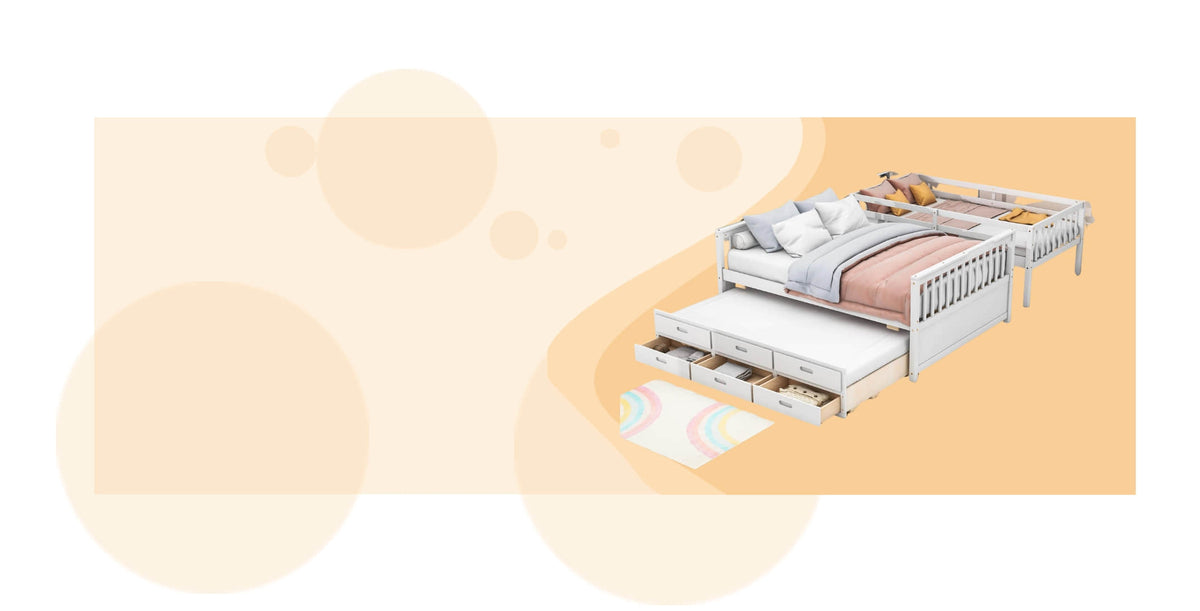 Drawable Bed Bunk Beds with Storage Drawers Underneath / Staircase for Kids Adults ...