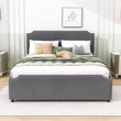 Queen Velvet Upholstered Bed Frame with Headboard and Storage