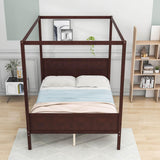 Wood Queen Platform Modern Canopy Bed Frame with Headboard and Footboard