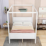 Wood Queen Platform Modern Canopy Bed Frame with Headboard and Footboard