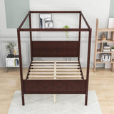 Wood Queen Platform Modern Canopy Bed Frame with Headboard and Footboard