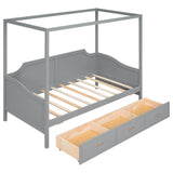 Wooden Twin Canopy Daybed with Storage - [Drawers]