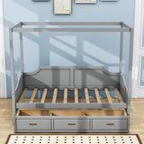 Wooden Twin Canopy Daybed with Storage - [Drawers]