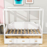 Wooden Twin Canopy Daybed with Storage - [Drawers]