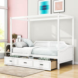 Wooden Twin Canopy Daybed with Storage - [Drawers]