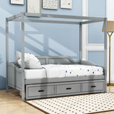 Wooden Twin Canopy Daybed with Storage - [Drawers]