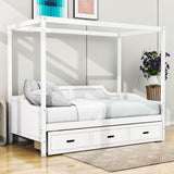 Wooden Twin Canopy Daybed with Storage - [Drawers]