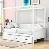 Wooden Twin Canopy Daybed with Storage - [Drawers]