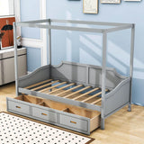 Wooden Twin Canopy Daybed with Storage - [Drawers]