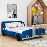 Wooden Full Size Car Bed Frame for Boys and Girls with Wheels