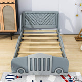 Wooden Car Twin Bed Frame for Boys and Girls with Wheels