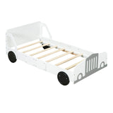 Wooden Car Twin Bed Frame for Boys and Girls with Wheels