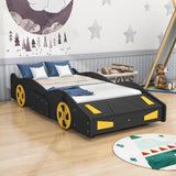 Wood Twin Size Kids Race Car Bed with Storage Box