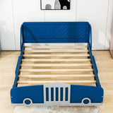 Wooden Full Size Car Bed Frame for Boys and Girls with Wheels