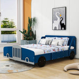 Wooden Full Size Car Bed Frame for Boys and Girls with Wheels