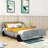 Wooden Full Size Car Bed Frame for Boys and Girls with Wheels