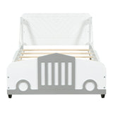 Wooden Car Twin Bed Frame for Boys and Girls with Wheels