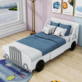 Wooden Car Twin Bed Frame for Boys and Girls with Wheels