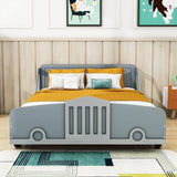 Wooden Full Size Car Bed Frame for Boys and Girls with Wheels